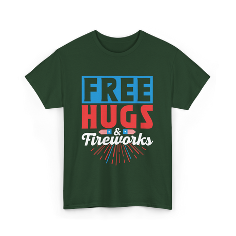 Hugs Fireworks Celebration T-Shirt - Forest Green