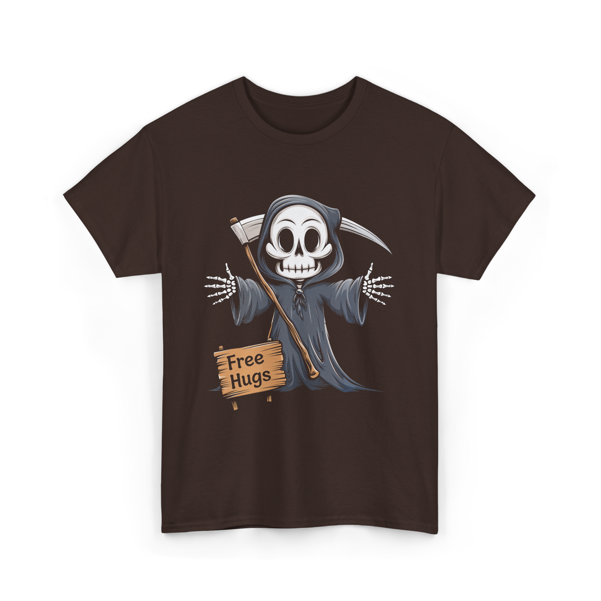 Hugs Grim Reaper T-Shirt - Dark Chocolate