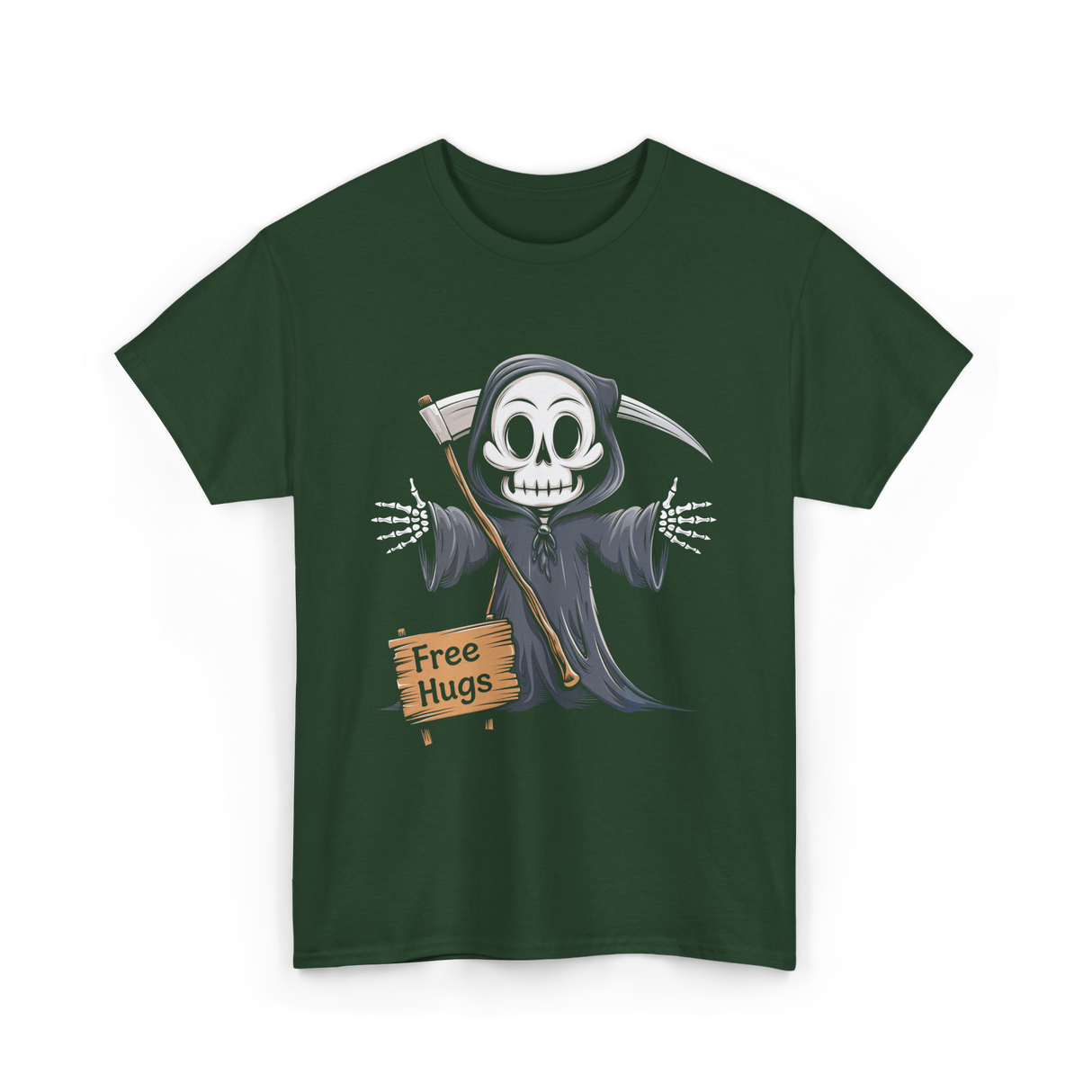 Hugs Grim Reaper T-Shirt - Forest Green