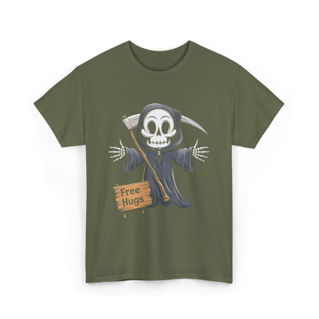 Hugs Grim Reaper T-Shirt - Military Green