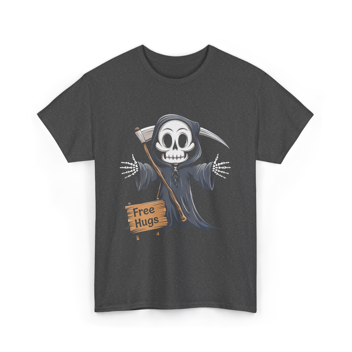 Hugs Grim Reaper T-Shirt - Dark Heather