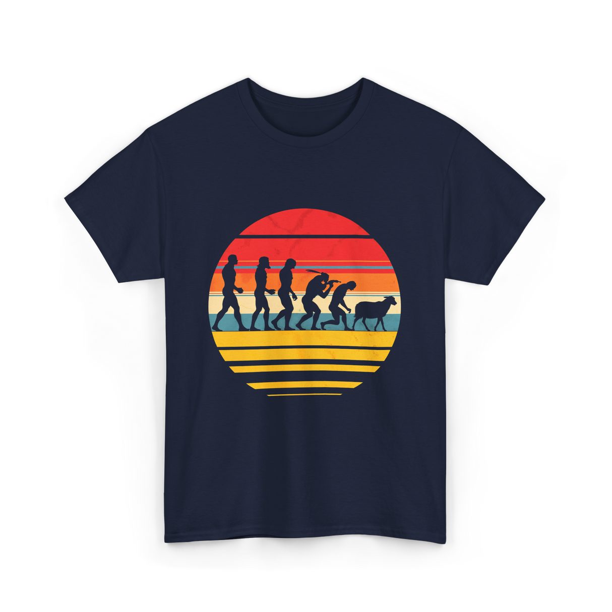 Human Evolution Wake Up Sheeple T-Shirt - Navy