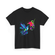 Hummingbird and Flower Birdwatching Hummingbirds T-Shirt - Black