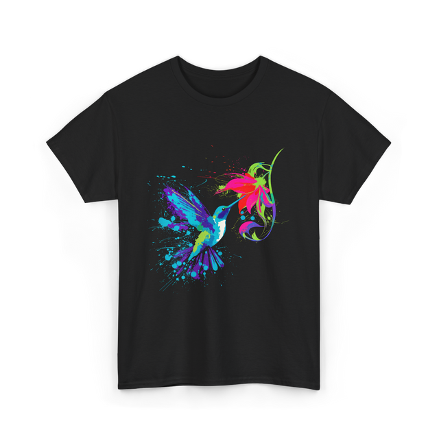 Hummingbird and Flower Birdwatching Hummingbirds T-Shirt - Black