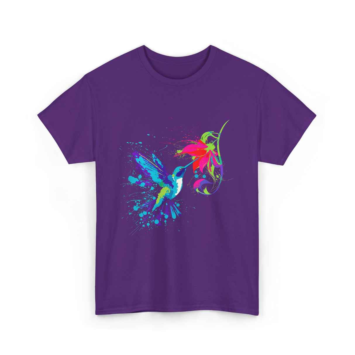 Hummingbird and Flower Birdwatching Hummingbirds T-Shirt - Purple