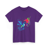 Hummingbird and Flower Birdwatching Hummingbirds T-Shirt - Purple