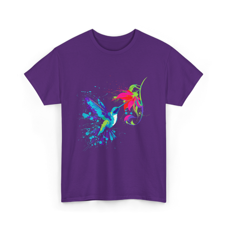 Hummingbird and Flower Birdwatching Hummingbirds T-Shirt - Purple