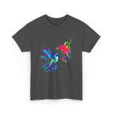 Hummingbird and Flower Birdwatching Hummingbirds T-Shirt - Dark Heather