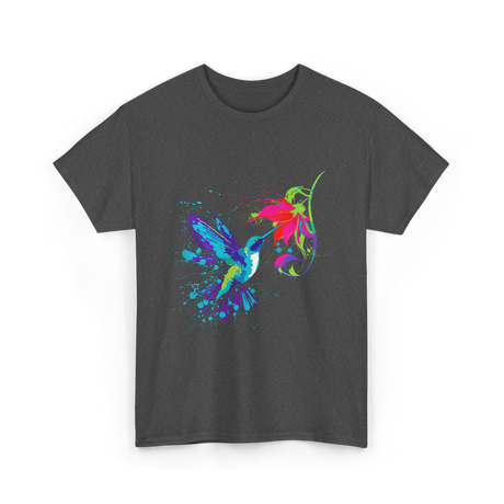 Hummingbird and Flower Birdwatching Hummingbirds T-Shirt - Dark Heather