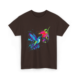 Hummingbird and Flower Birdwatching Hummingbirds T-Shirt - Dark Chocolate