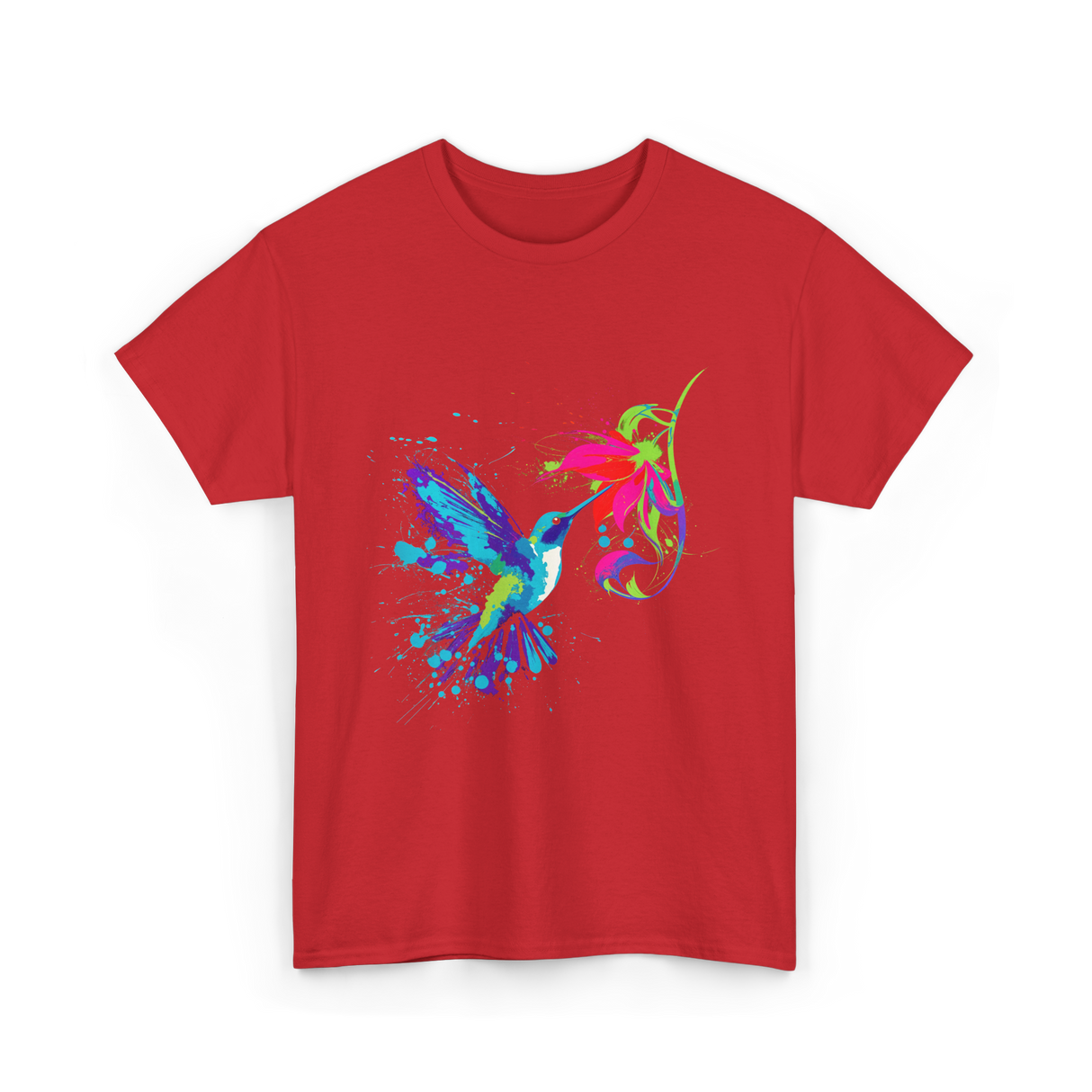 Hummingbird and Flower Birdwatching Hummingbirds T-Shirt - Red