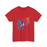 Hummingbird and Flower Birdwatching Hummingbirds T-Shirt - Red