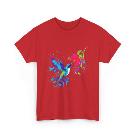 Hummingbird and Flower Birdwatching Hummingbirds T-Shirt - Red