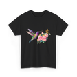 Hummingbird and Flowers Nature T-Shirt - Black