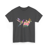 Hummingbird and Flowers Nature T-Shirt - Dark Heather