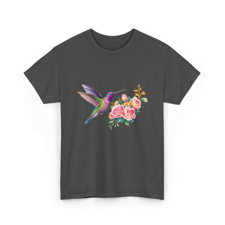 Hummingbird and Flowers Nature T-Shirt - Dark Heather