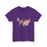 Hummingbird and Flowers Nature T-Shirt - Purple