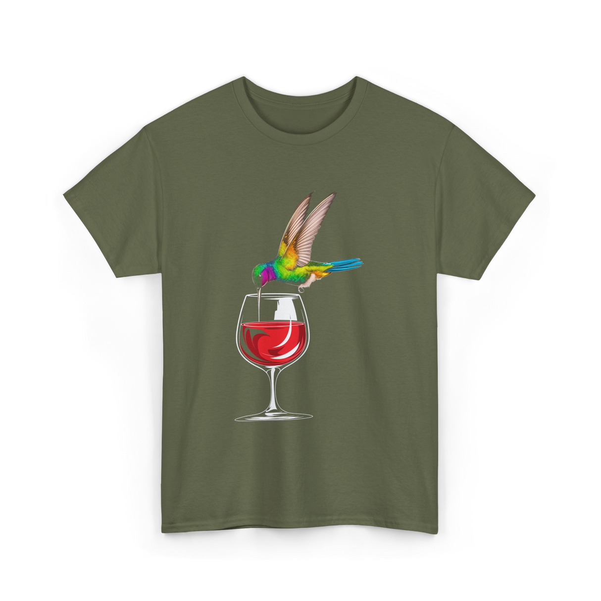 Hummingbird Design Hummingbird Lover T-Shirt - Military Green