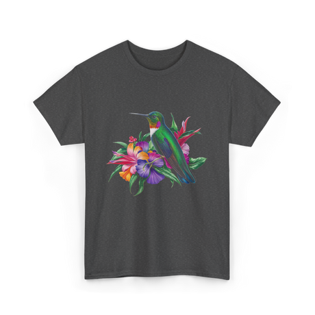 Hummingbird Floral Birding Watchers T-Shirt - Dark Heather