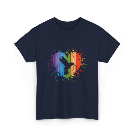 Hummingbird Heart Colorful T-Shirt - Navy