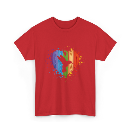 Hummingbird Heart Colorful T-Shirt - Red