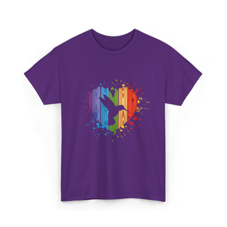 Hummingbird Heart Colorful T-Shirt - Purple