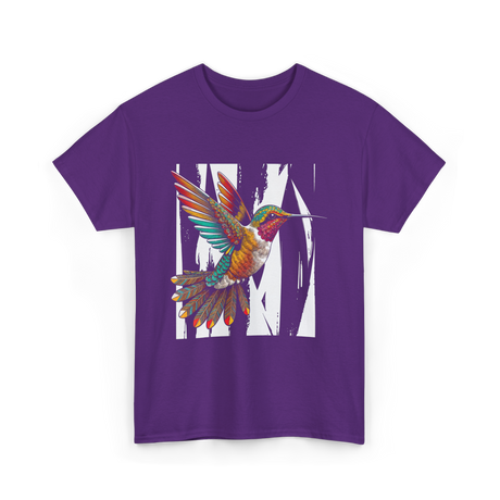 Hummingbird Tribal Art Hummingbird Design T-Shirt - Purple