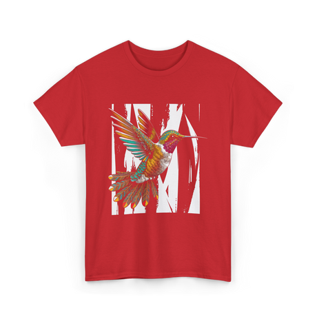 Hummingbird Tribal Art Hummingbird Design T-Shirt - Red