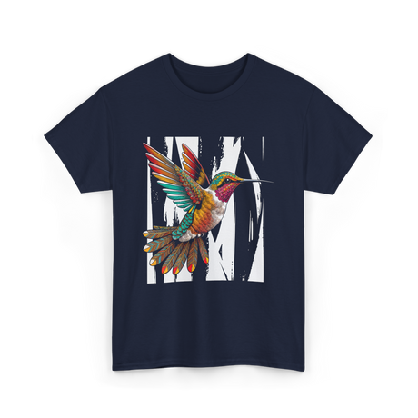 Hummingbird Tribal Art Hummingbird Design T-Shirt - Navy