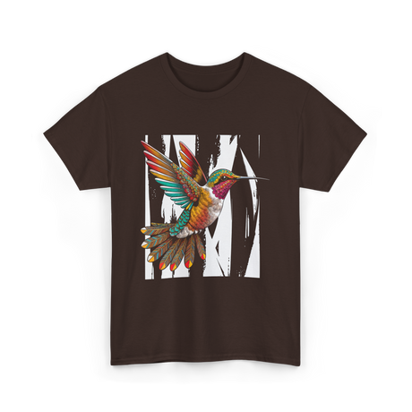 Hummingbird Tribal Art Hummingbird Design T-Shirt - Dark Chocolate