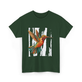 Hummingbird Tribal Art Indian Design T-Shirt - Forest Green