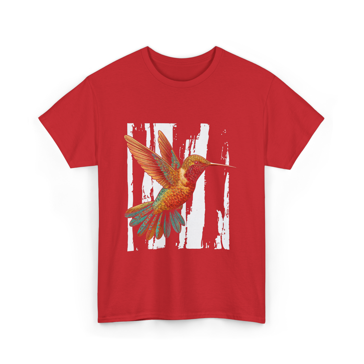 Hummingbird Tribal Art Indian Design T-Shirt - Red