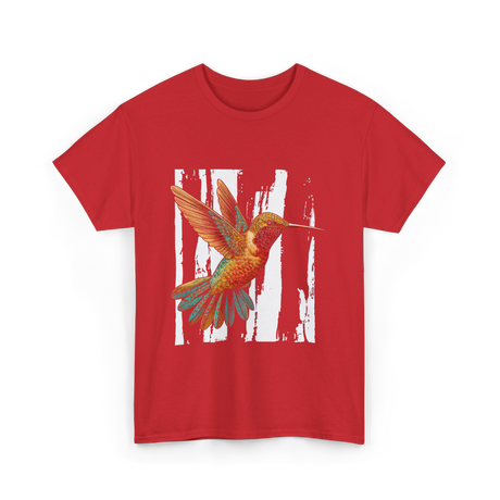 Hummingbird Tribal Art Indian Design T-Shirt - Red