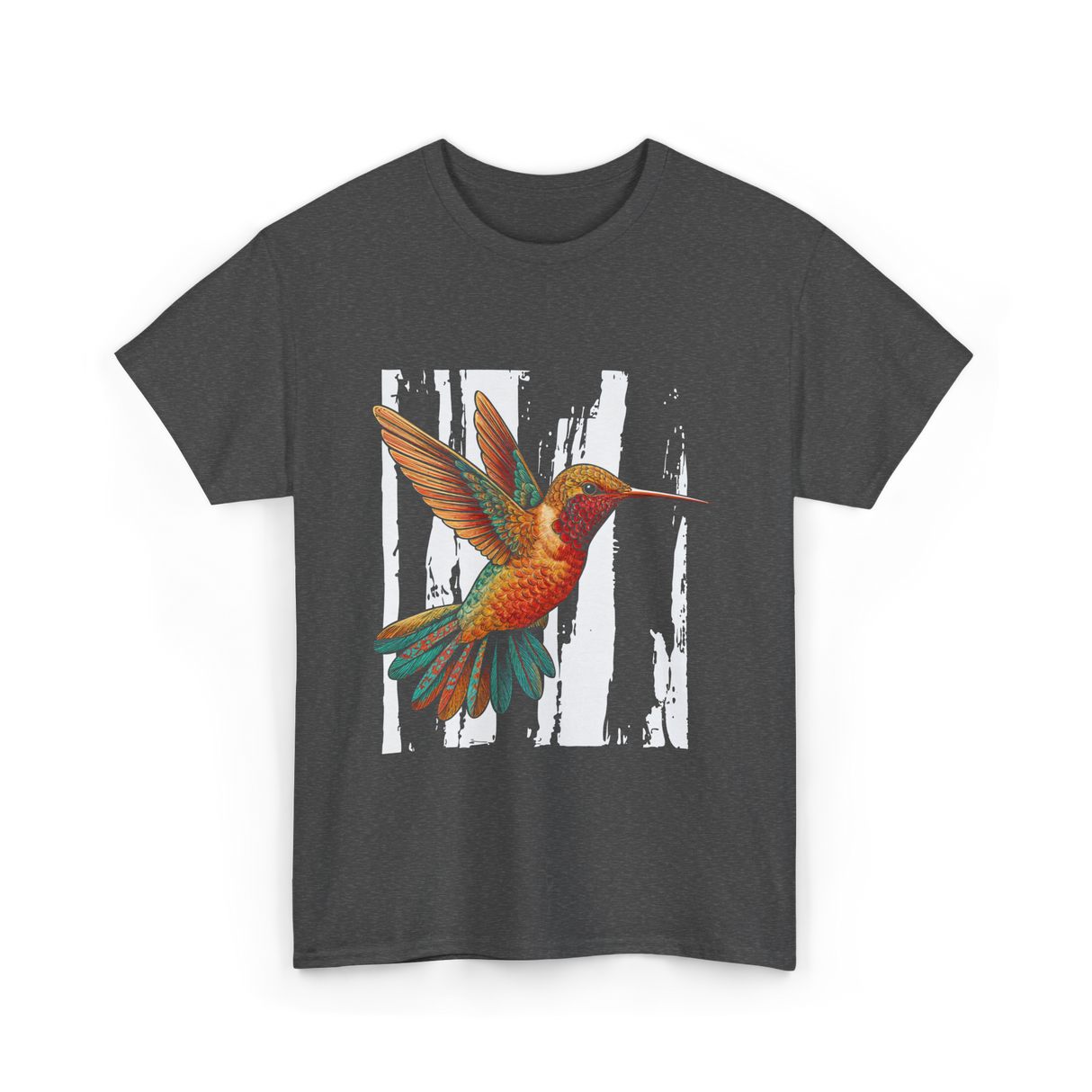 Hummingbird Tribal Art Indian Design T-Shirt - Dark Heather