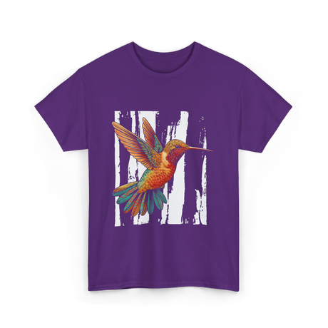 Hummingbird Tribal Art Indian Design T-Shirt - Purple