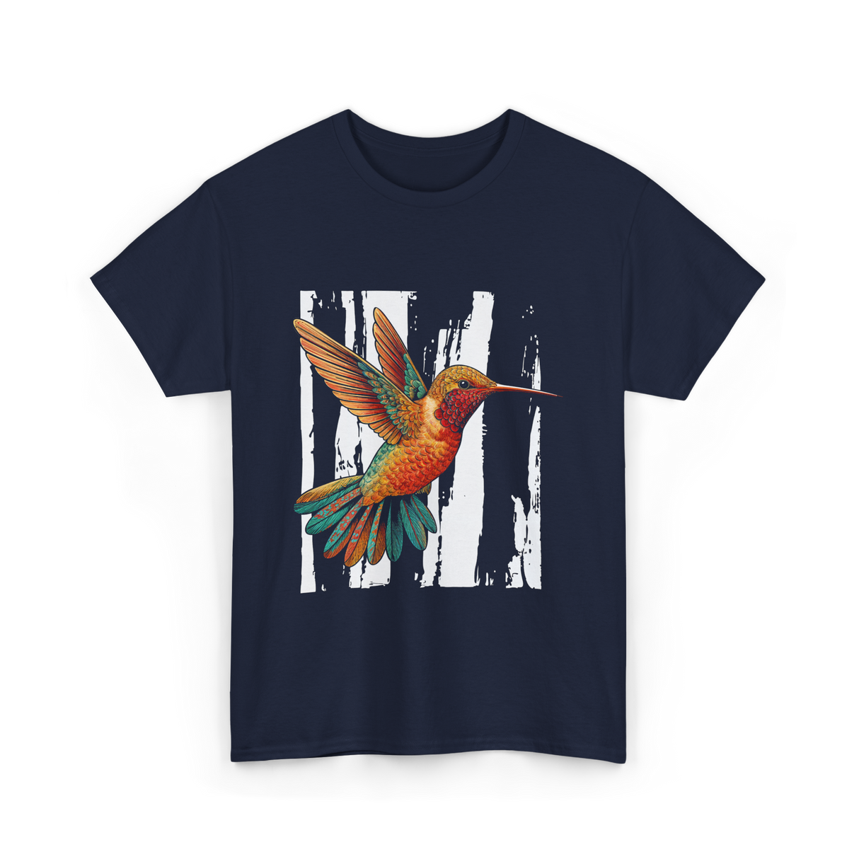 Hummingbird Tribal Art Indian Design T-Shirt - Navy