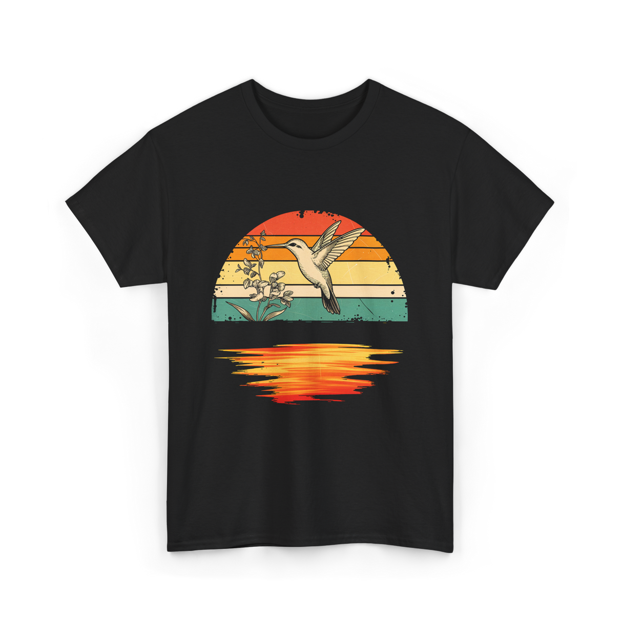 Hummingbird Vintage Sunset Hummingbirds T-Shirt - Black