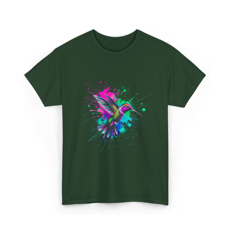 Hummingbird Watercolor Art Hummingbird T-Shirt - Forest Green