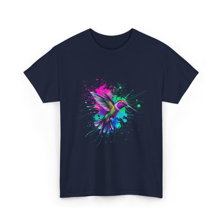 Hummingbird Watercolor Art Hummingbird T-Shirt - Navy