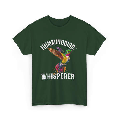 Hummingbird Whisperer Hummingbird Art T-Shirt - Forest Green