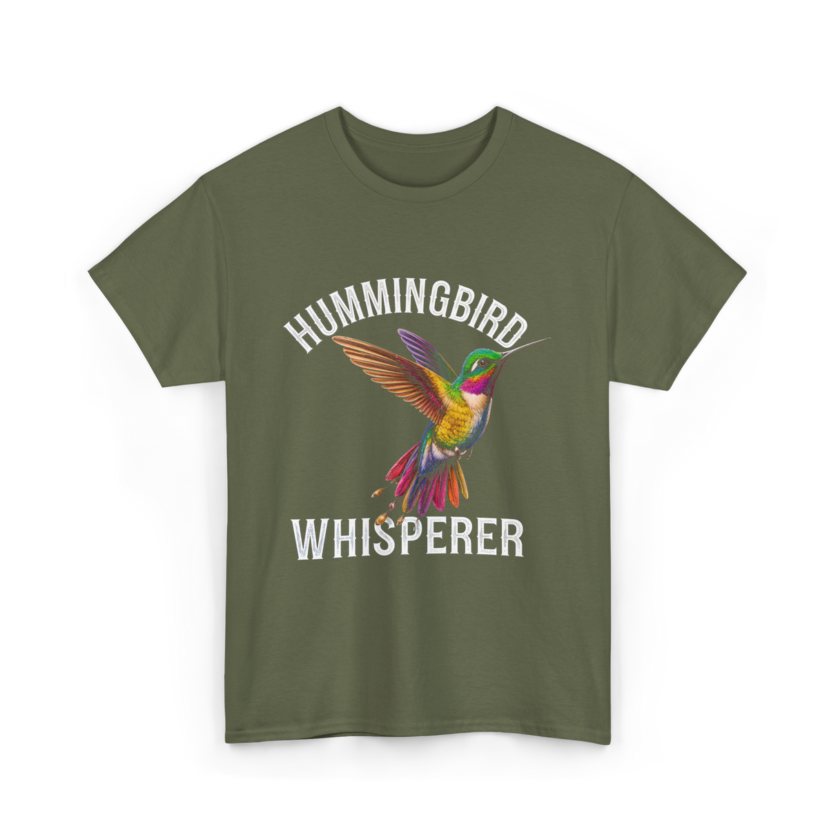 Hummingbird Whisperer Hummingbird Art T-Shirt - Military Green