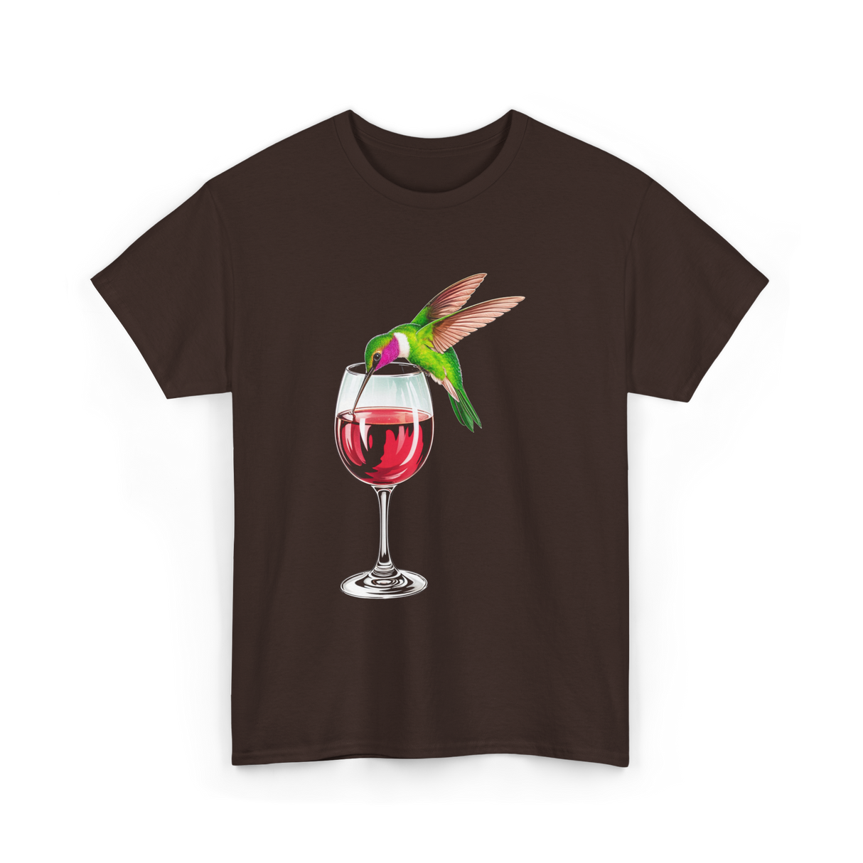 Hummingbird Wine Bird Spirit Animal T-Shirt - Dark Chocolate