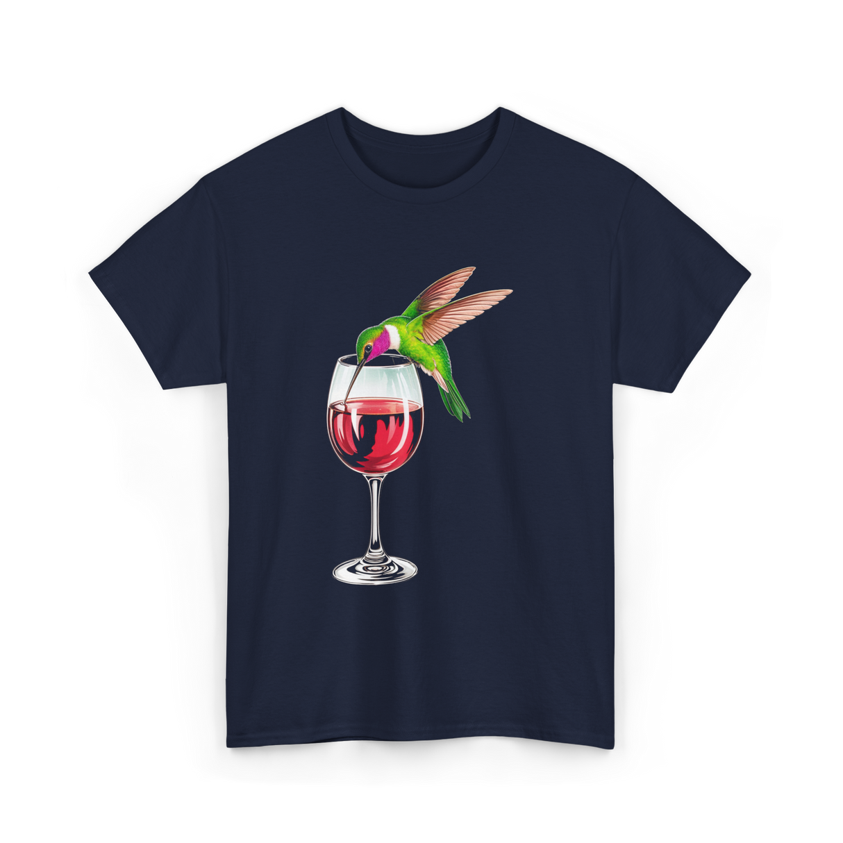 Hummingbird Wine Bird Spirit Animal T-Shirt - Navy