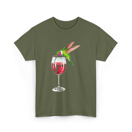 Hummingbird Wine Bird Spirit Animal T-Shirt - Military Green