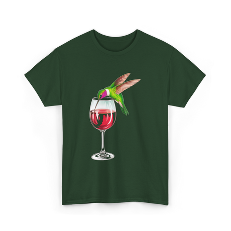 Hummingbird Wine Bird Spirit Animal T-Shirt - Forest Green