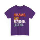 Husband Dad Bearded Legend T-Shirt - Purple