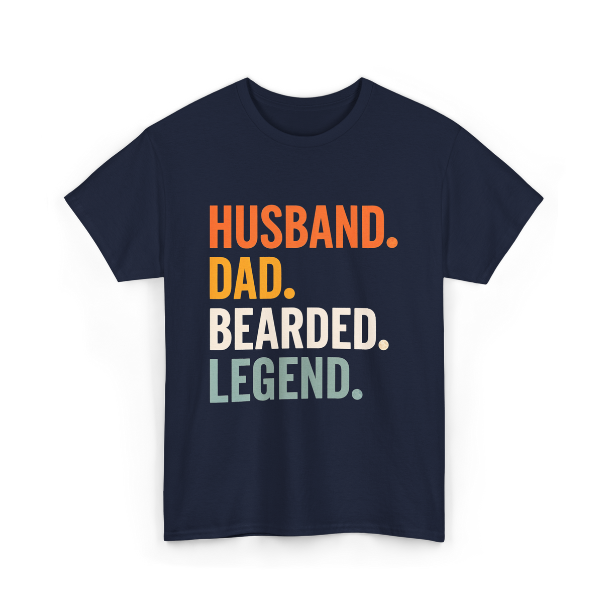 Husband Dad Bearded Legend T-Shirt - Navy