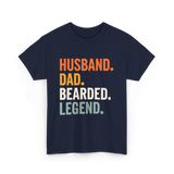 Husband Dad Bearded Legend T-Shirt - Navy