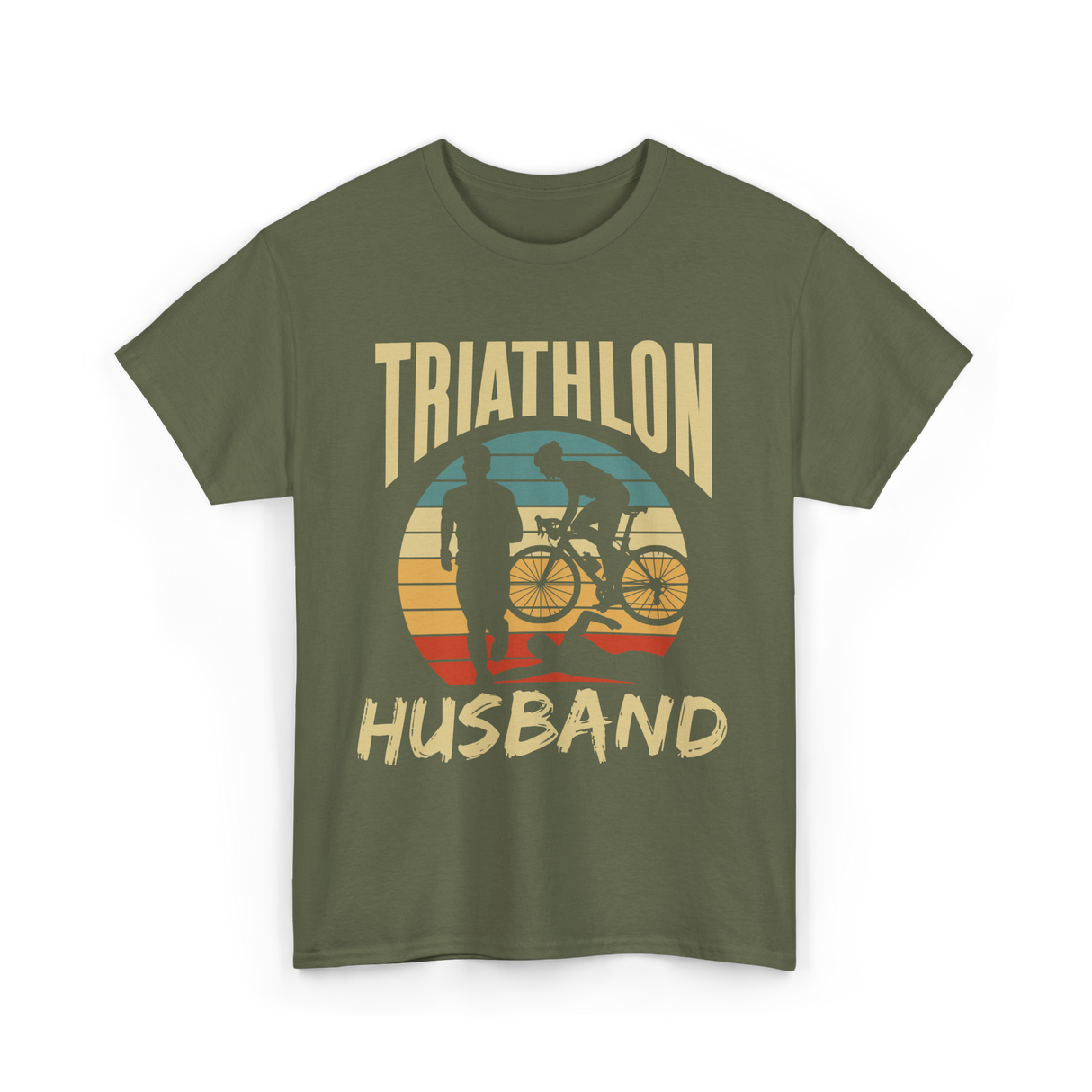 Husband Sport Triathlete Cycling T-Shirt - Military Green