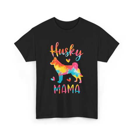 Husky Mama Colorful Husky T-Shirt - Black